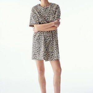 H&M Women's Short Sleeve Leopard Animal Print Party Mini Shift Dress Size XS